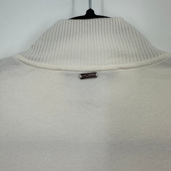 St. John Cream Zip-Up Sequin Cardigan Sweater Size M Viscose Blend - Picture 6 of 8